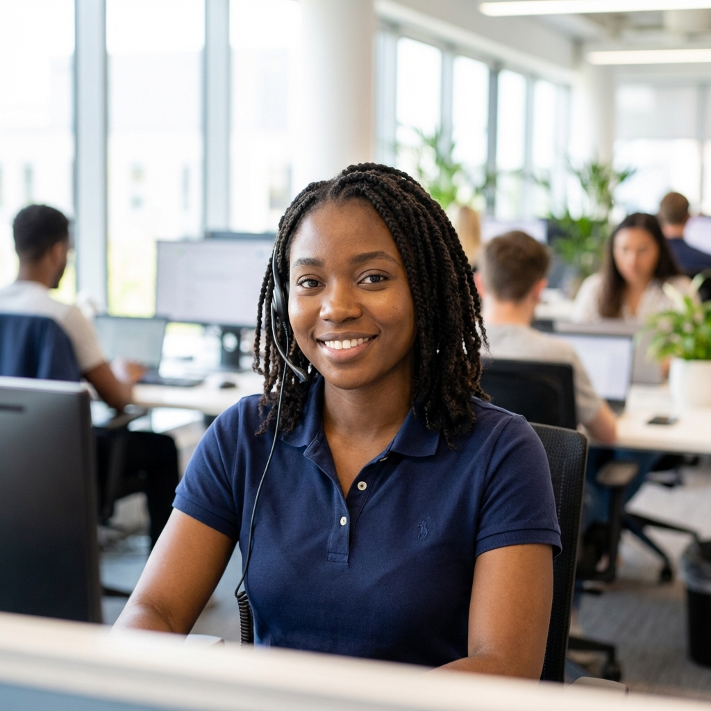 A professional global team collaborating remotely using advanced AI technology solutions